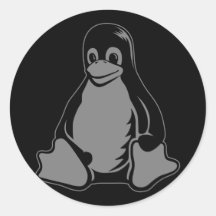 Pingouin de Tux - (Linux, Open Source, Copyleft, F Adhésif Rond