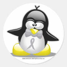 Pingouin gris/argenté de ruban autocollants ronds