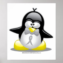 Pingouin gris/argenté de ruban posters
