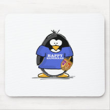 Pingouin heureux de Hanoukka Tapis De Souris