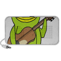 Pingouin jouant la guitare haut-parleur iPod