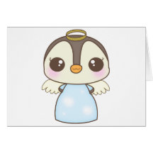 pingouin mignon d'ange d'hiver de Noël Carte De Vœux