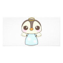 pingouin mignon d'ange d'hiver de Noël Carte Avec Photo
