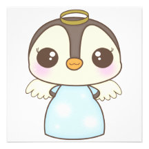 pingouin mignon d'ange d'hiver de Noël Invitation
