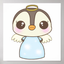pingouin mignon d'ange d'hiver de Noël Posters