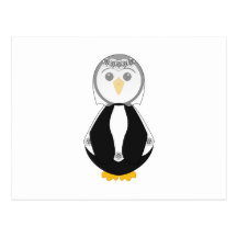 Pingouin mignon de jeune mariée cartes postales
