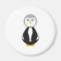 Pingouin mignon de jeune mariée magnets pour réfrigérateur
