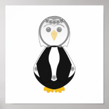 Pingouin mignon de jeune mariée posters