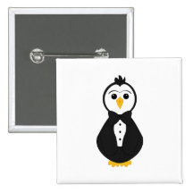 Pingouin mignon de marié badge avec épingle