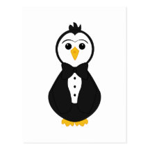 Pingouin mignon de marié carte postale