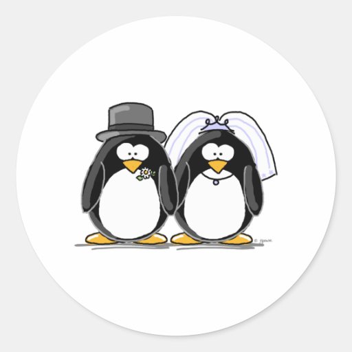 Pingouins de jeunes mariés adhésifs