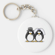 Pingouins de jeunes mariés porte-clés