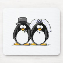 Pingouins de jeunes mariés tapis de souris