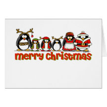 Pingouins de Joyeux Noël Cartes De Vœux