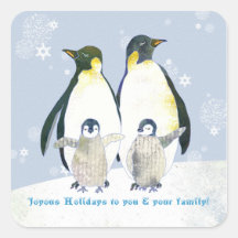 Pingouins d'hiver, autocollants joyeux d'enveloppe