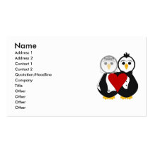 Pingouins mariés dans l'amour cartes de visite personnelles