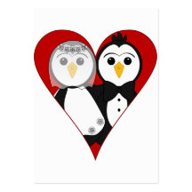 Pingouins mariés de coeur cartes de visite personnelles