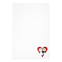 Pingouins mariés de coeur papier à lettre