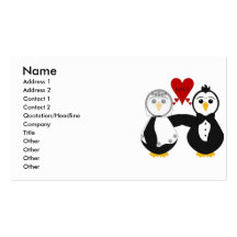 Pingouins mariés pensant l'amour modèles de cartes de visite