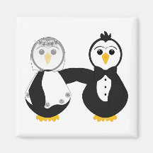 Pingouins mariés tenant des mains aimants pour réfrigérateur