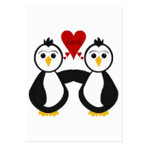 Pingouins mignons pensant l'amour cartes de visite personnelles