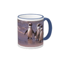 Pingouins sur la tasse de plage