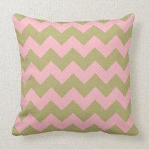 Pink and Green Chevron Throw Pillow