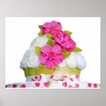 Pink  Blossoms Elegant Chic Mod Floral Poster