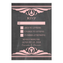 Pink Deco Chalkboard Response Card
