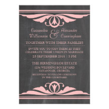 Pink Deco Chalkboard Wedding Invite