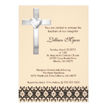 Pink Elegant Lace Baptism/Christening Invite