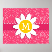 Pink Floral; Daisy Posters