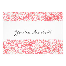 Pink Floral Drawing Invitation