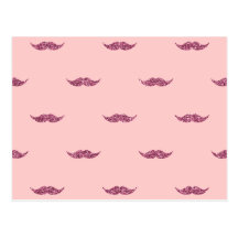 Pink Glitter Mustaches Post Cards