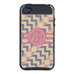 Pink Purple and Lime Chevron Zigzag Diamonds iPhone 4 Case