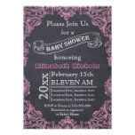 Pink vintage frame and chalkboard baby shower invitations