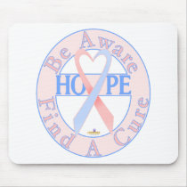 PinkAndBlueHeartRibbonBeAwareFindCureLightLight tapis de souris