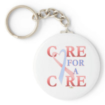 PinkAndBlueHeartRibbonCareCureDarkLight porte-clés