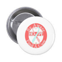 PinkAndTealHeartRibbonBeAwareFindCureDarkLight badges publicitaires