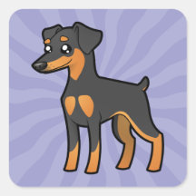 Pinscher miniature de bande dessinée/Manchester Te Stickers Carrés