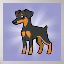 Pinscher miniature de bande dessinée/Manchester Te Affiches