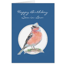 Pinson, beau-fils de joyeux anniversaire, oiseau cartes