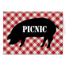 Pique-nique Checkered de silo de porc, rouge et bl Cartes De Vœux