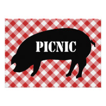 Pique-nique Checkered de silo de porc, rouge et bl Faire-part Personnalisé