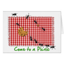 Pique-nique de fourmi à l'invitation de nappe carte de vœux