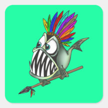Piranha indigène stickers carrés