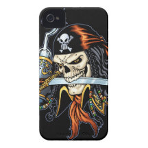 Pirate de crâne avec l'épée et le crochet par Al R Coque iPhone 4 Case-Mate