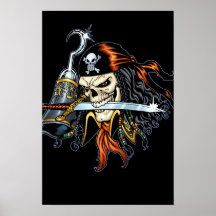 Pirate de crâne avec l'épée et le crochet par Al R Posters