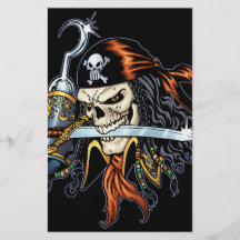 Pirate de crâne avec l'épée et le crochet par Al R Prospectus Customisé