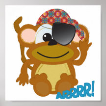 Pirate mignon de singe de Goofkins Posters